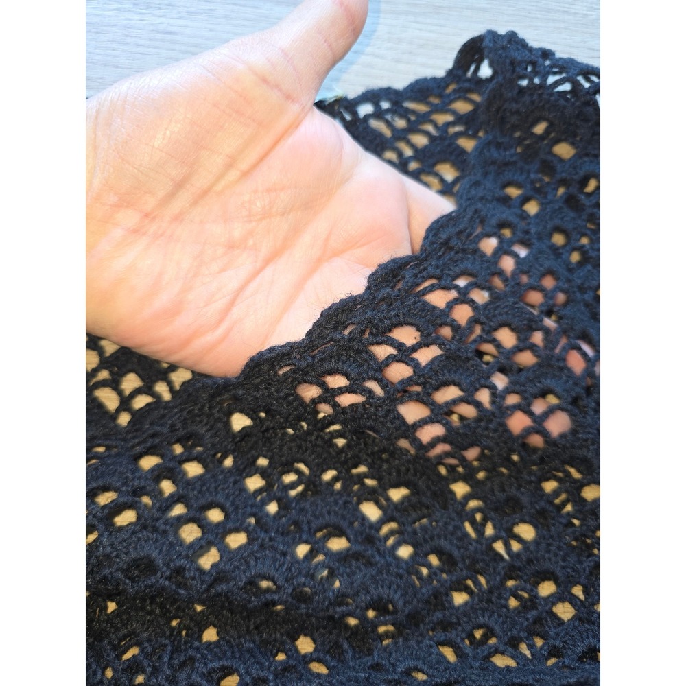Women Crochet Open Knit Top Black Gothic Boho Sheer Pullover 90s grunge festival - Picture 9 of 9